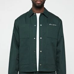 Man Jackets Cargo Shacket - Forest Green