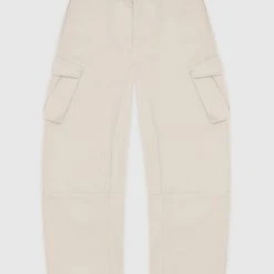 Woman Trousers Cargo Trousers With Corset Detail - Beige