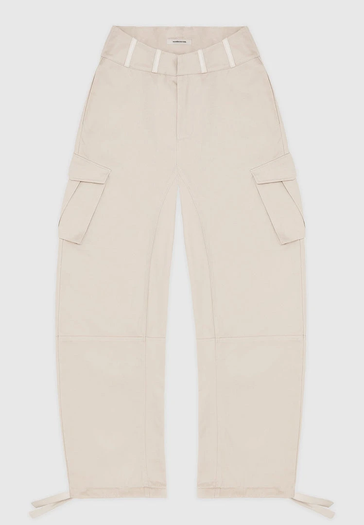 Woman Trousers Cargo Trousers With Corset Detail - Beige
