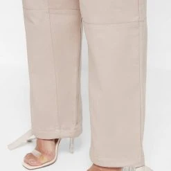 Woman Trousers Cargo Trousers With Corset Detail - Beige