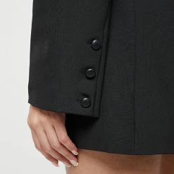 Woman Dresses Chain Belted Blazer Dress - Black