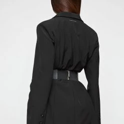 Woman Dresses Chain Belted Blazer Dress - Black