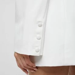 Woman Dresses Chain Belted Blazer Dress - White