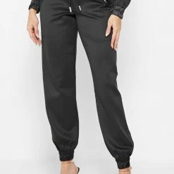 Woman Tracksuits Contour Joggers With Satin - Black