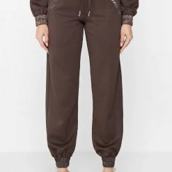 Woman Tracksuits Contour Joggers With Satin - Brown