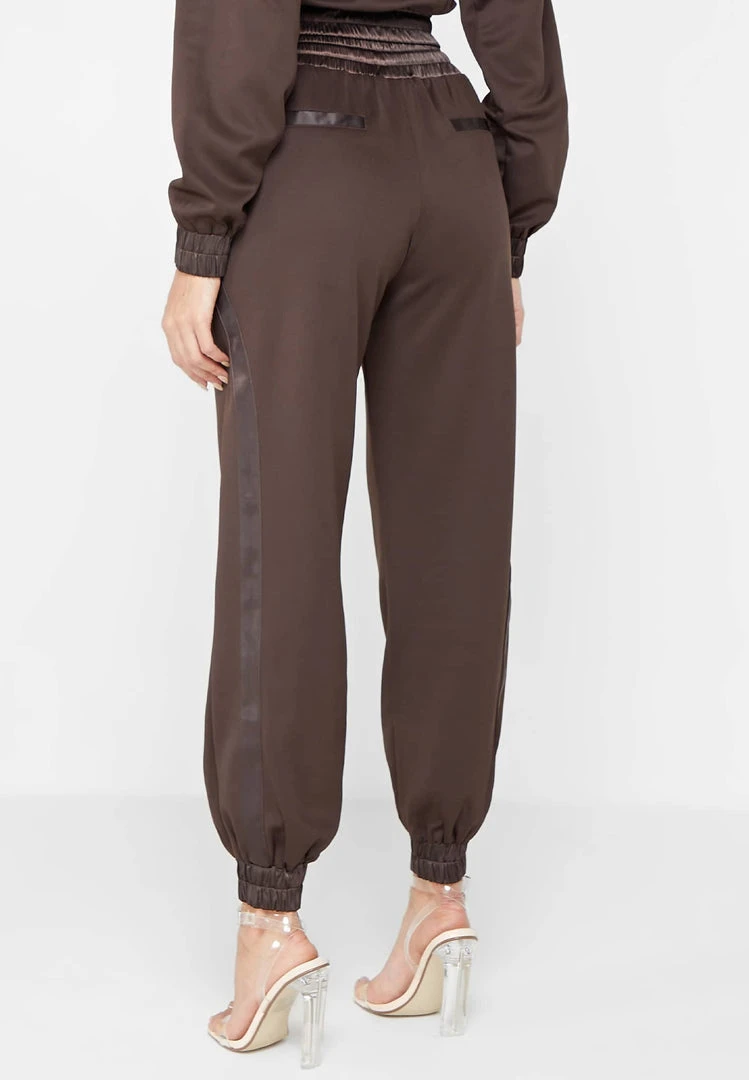 Woman Tracksuits Contour Joggers With Satin - Brown