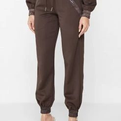 Woman Tracksuits Contour Joggers With Satin - Brown