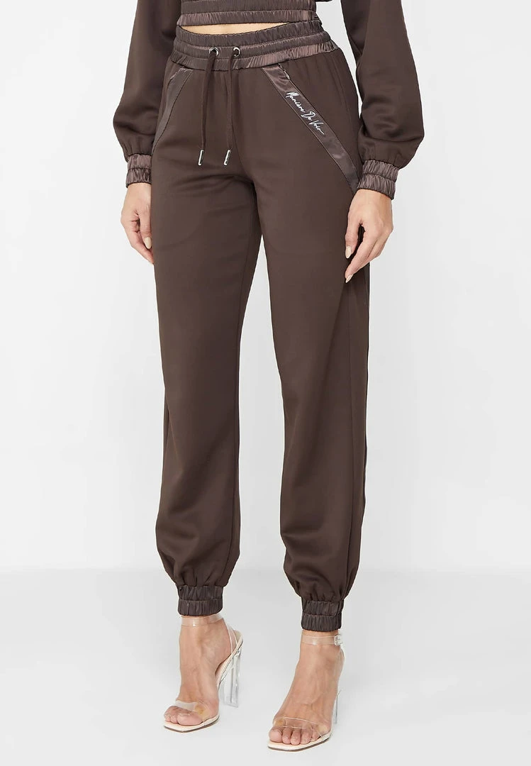 Woman Tracksuits Contour Joggers With Satin - Brown
