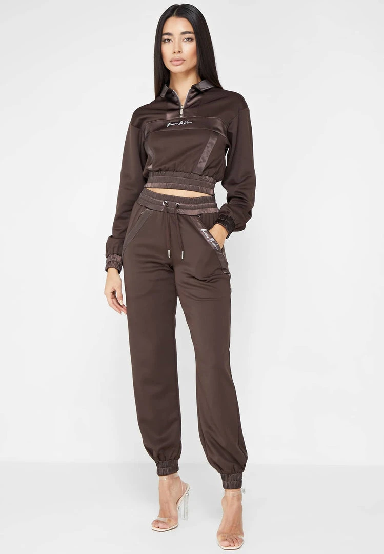 Woman Tracksuits Contour Joggers With Satin - Brown