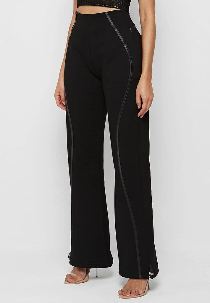 Woman Tracksuits Contour Piping Joggers - Black