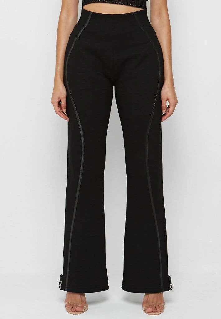 Woman Tracksuits Contour Piping Joggers - Black