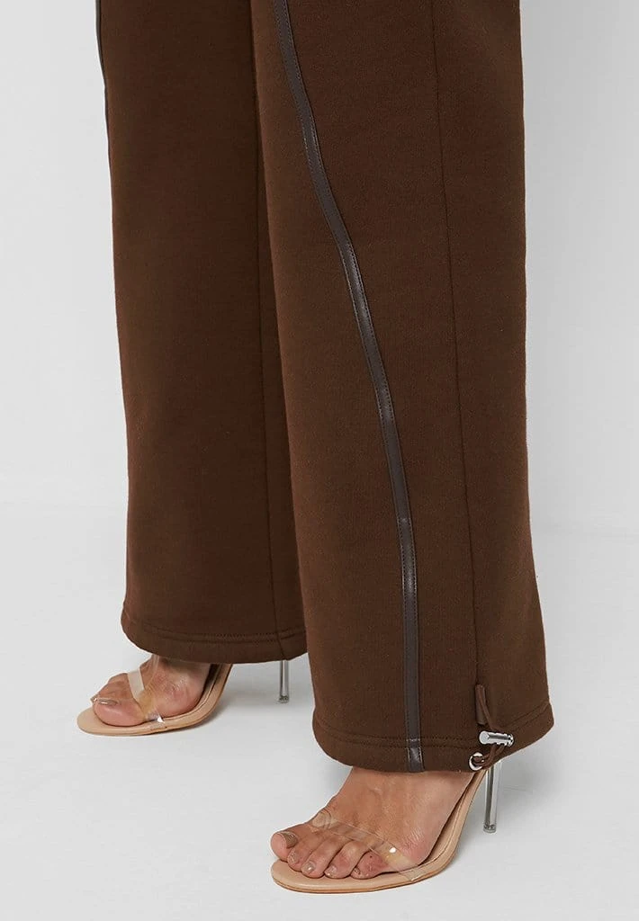 Woman Tracksuits Contour Piping Joggers - Chocolate Brown