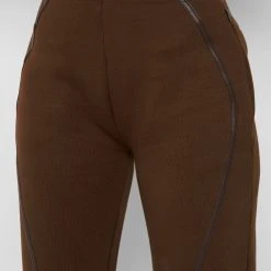 Woman Tracksuits Contour Piping Joggers - Chocolate Brown