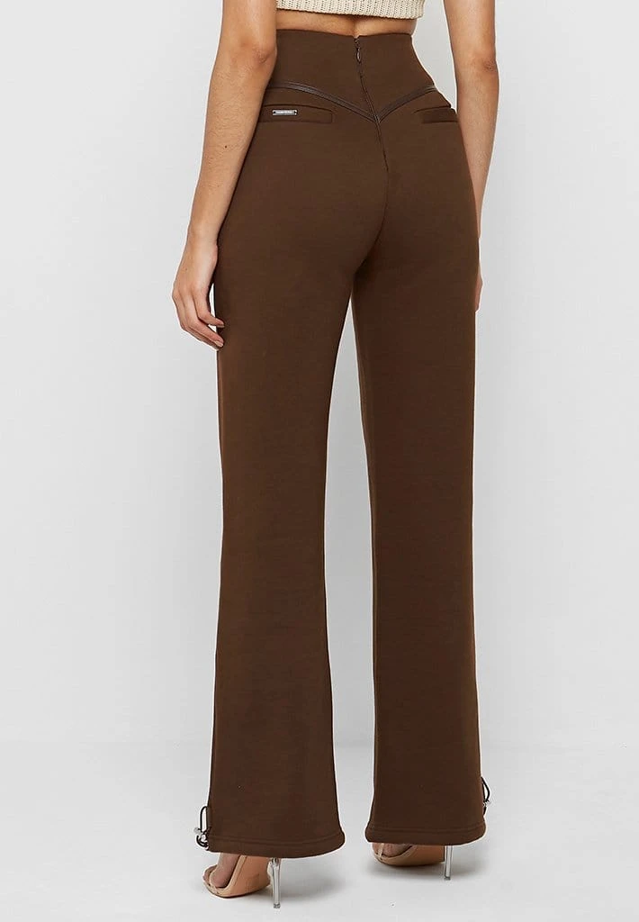 Woman Tracksuits Contour Piping Joggers - Chocolate Brown