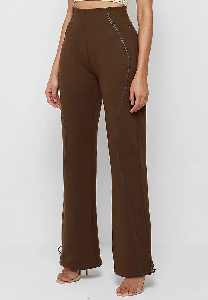 Woman Tracksuits Contour Piping Joggers - Chocolate Brown