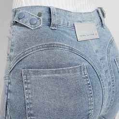 Woman Denim Contour Seam Detail Skinny Jeans - Mid Blue