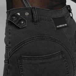 Woman Denim Contour Seam Detail Skinny Jeans - Washed Black