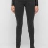 Woman Denim Contour Seam Detail Skinny Jeans - Washed Black