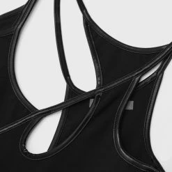 Woman Tops BODYSUITS Contrast Asymmetric Bodysuit - Black