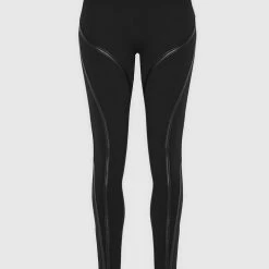 Woman Leggings Contrast Contour Leggings - Black