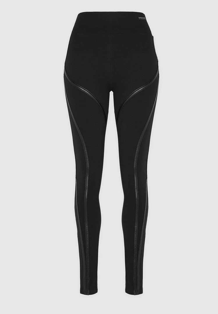 Woman Leggings Contrast Contour Leggings - Black