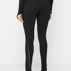 Woman Leggings Contrast Contour Leggings - Black