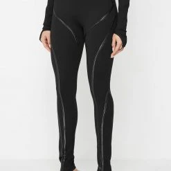 Woman Leggings Contrast Contour Leggings - Black