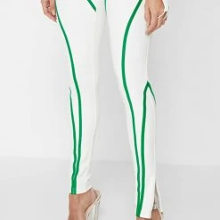 Woman Leggings Contrast Contour Leggings - White/Green