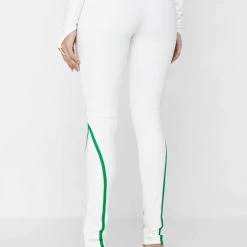 Woman Leggings Contrast Contour Leggings - White/Green