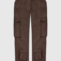 Woman Trousers Corduroy Cargo Pants - Brown