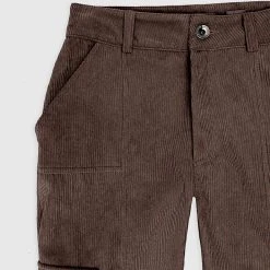 Woman Trousers Corduroy Cargo Pants - Brown