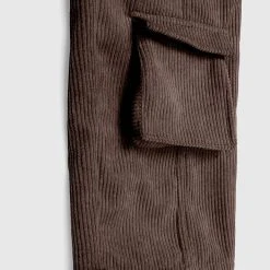 Woman Trousers Corduroy Cargo Pants - Brown