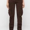 Woman Trousers Corduroy Cargo Pants - Brown