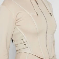 Woman Tracksuits Corset Hoodie - Beige
