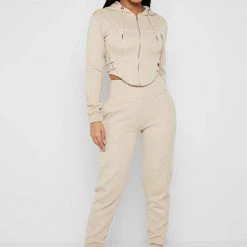 Woman Tracksuits Corset Joggers - Beige