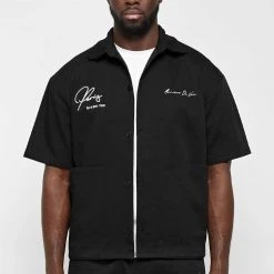Man Shirts Signature Cargo Shirt - Black