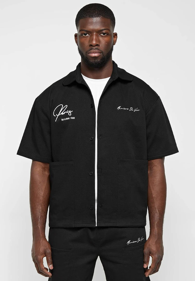 Man Shirts Signature Cargo Shirt - Black