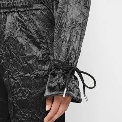 Woman Shirts Crinkled Satin Shirt - Black