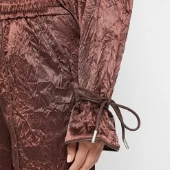 Woman Shirts Crinkled Satin Shirt - Brown