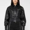 Woman Jackets Croc Embossed Bomber Jacket - Black