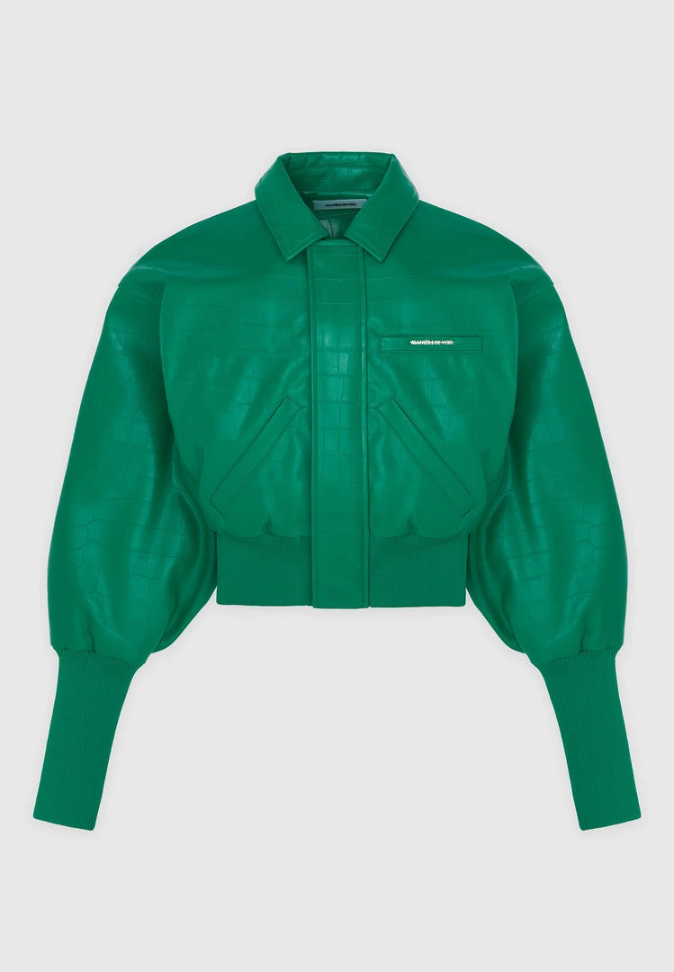 Woman Jackets Croc Embossed Bomber Jacket - Green