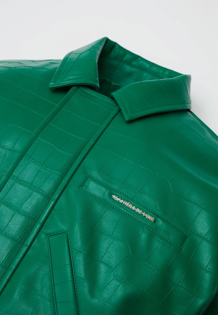 Woman Jackets Croc Embossed Bomber Jacket - Green