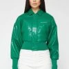 Woman Jackets Croc Embossed Bomber Jacket - Green