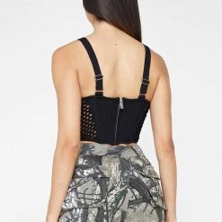 Woman Tops TOPS & T SHIRTS Crochet Knit Corset Top - Black