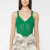 Woman Tops Crochet Knit Corset Top - Green