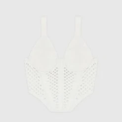 Woman Tops TOPS & T SHIRTS Crochet Knit Corset Top - Off White