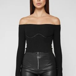 Woman Tops Rope Underbust Crop Top - Black
