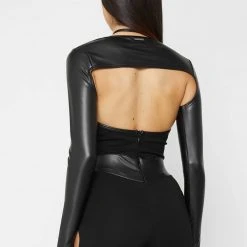 Woman Tops Cut-Out O-Ring Bodysuit - Black BODYSUITS