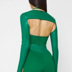 Woman Tops Cut-Out O-Ring Bodysuit - Green BODYSUITS
