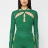 Woman Tops Cut-Out O-Ring Bodysuit - Green BODYSUITS